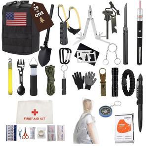 u200B29-in-1 야외 생존 장비 키트(중장비 보관 가방 포함), 캠핑 하이킹을 위한 응급 처치 및 화재 발생 도구 u2013, 아빠, 남편, 남성 여성을 위한 선물