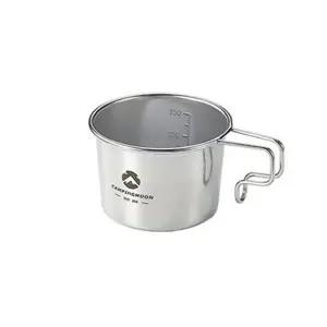 스텐 고리형 손잡이 캠핑컵 160ml 1P 야외 계량 물컵 iJC3+3wIw