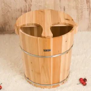 편백나무 족욕기 뚜껑 긴손잡이 발찜질기 히노끼 가정용 대야 25cm