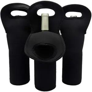 에이콜 와인 캐리어 토트백 세트 네오프렌 보호 샴페인 맥주 운송을 홀더블랙 여행 물병 3개 가방 캔 병