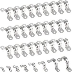 Keadic 50Pcs M25 메트릭 투 홀 스트랩 U 브래킷 튜브 텐션 클립 304 스테인리스 스틸 헤비 듀티 강체