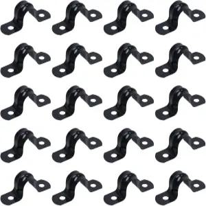 파스텔라 20개 M12 304 스테인리스 스틸 강직 파이프 스트랩 클램프 나사가 있는 블랙 메탈 2홀 도관 튜브