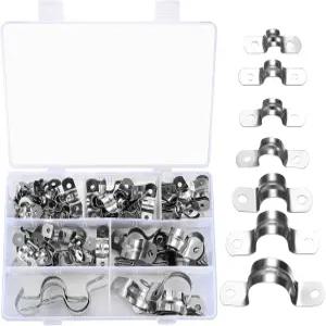 qaya 90개 투홀 스트랩 U 클램프 파이프 브래킷 스테인리스 스틸 강직 튜브 키트 고정 장착용 516 316 916