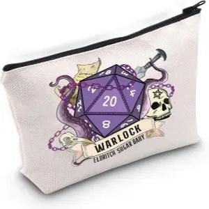 BLUPARK DND Warlock 메이크업 가방 DnD 캔버스 팬들을 선물 주사위 화장품 위한 영감 RPG