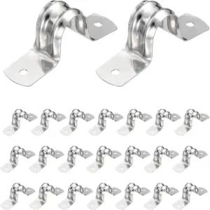 MECCANIITY 52개 도관 클램프 58인치 16mm 1홀 스테인리스 스틸 파이프 스트랩 고정용 U 브래킷 이중 밴드