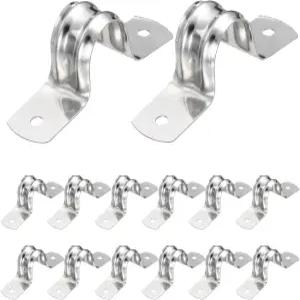 MECCANIITY 26개 도관 클램프 58인치 16mm 1홀 스테인리스 스틸 파이프 스트랩 고정용 U 브래킷 이중 밴드