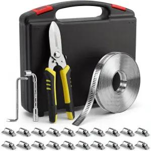 ZEHGCH 호스 클램프 DIY 3281FT 대형 조절 가능한 금속 스트랩 스테인리스 스틸 20개의 강력한 패스너 나사