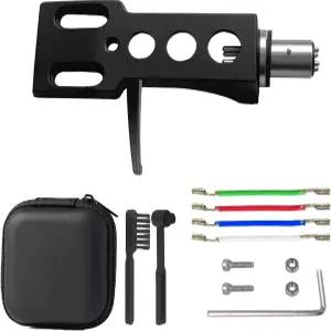 범용 턴테이블 헤드쉘 LP 카트리지 리드 스타일러스 나사 축음기 케이스 보관 클리닝 브러시 블랙 와이어