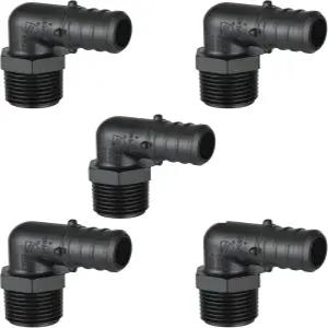 5팩 EFIELD 폴리 PPSU 바브 크림프 34인치 Pe 12인치 남성 NPT 팔꿈치 어댑터 피팅 ASTM F2159 34 12