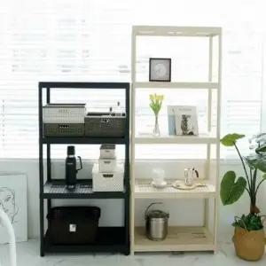 조립식선반 라탄 플라스틱 다용도선반 수납 정리대 블랙 대 L 4단