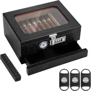 시가 상자 전면 습도계가 있는 결합 잠금 액세서리 내구성 소나무 칸막이 및 장치 케이스 디자인 목재 서랍