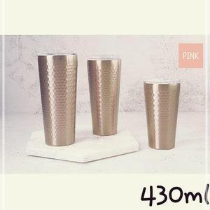 [2개구성] 스테인 사무실 핑크 보온 휴대용 텀블러 이중 스텐 허니벌집 430ml 진공 보냉 레스 LWACF5C9