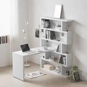 [롯데백화점]미아트 제이가구 브란스모듈 1400 책상 5단 책장 세트