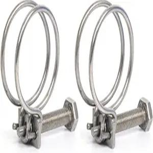 이중 와이어 호스 클립 2개 조절 가능한 304 스테인리스 스틸 클램프 연못 조인트 1316mm 파이프에 맞게