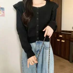 캐주얼 여성 봄 가을 러블리 프릴 니트 가디건 자켓 남자 루즈핏 블라우스 롱가디건 여자