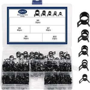 152개 연료 라인 클램프 스프링 클립 호스 밴드 모음 키트 실리콘 진공 호스용 공기 튜브 수도관