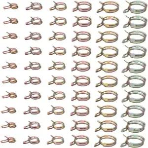 Eowpower 60피스 스프링 밴드 타입 클립 호스 라인 수도관 공기 튜브 클램프 패스너 모음 키트 7 10 11 14