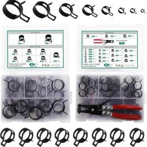 스위블 플랫 밴드 연료 호스 클램프 플라이어가 포함된 227개 638mm 스프링 모음 키트 28사이즈 클립 라인