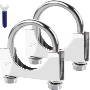 DOCAS 2인치 헤비 듀티 U 볼트 배기 클램프 스테인리스 스틸 머플러 새들 스타일 2PCS