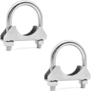 KEVWR 15인치 스테인리스 스틸 머플러 U볼트 클램프 팁 파이프 연결부의 112 헤비 듀티 배기 클램프2팩