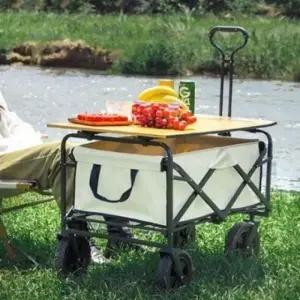 (색 상 블랙)바퀴 수레 폴딩 캐리어 웨건 왜건 캠핑 접이식 대형