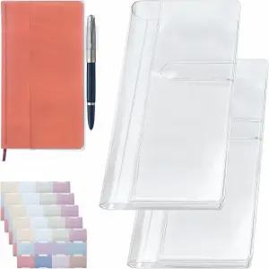 호보니치 주간 플래너용 투명 커버 2개 스티커 라벨 탭이 있는 8x7.59인치 플래너 프로텍터 테크노