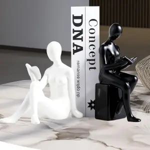 TYGKROF 책 귀여운 프리미엄 진열대 및 가정용 세라믹 가벼운 장식용 홈 오피스 도서관 장식 끝 2종