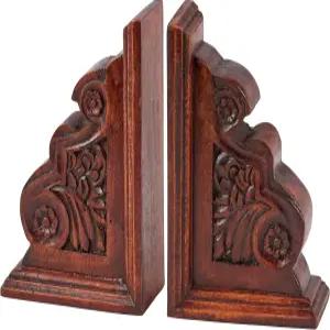 캐시의 원목 클래식 북엔드 세트 다크 아카데미아 홈 데코 책 독자를 위한 선물 바닥에 미끄럼 방지 고무