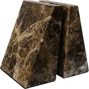 책장 장식용 북엔드 거실용 대리석 2종 세트 사무실 침실 헤비 듀티 2피스 브라운