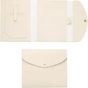 패티킬 플래너 커버 명함용 가죽 노트북 펜 홀더 휴대폰 포켓 카드 슬롯 버튼 흰색