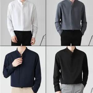 [모두쇼핑]남자 기본핏 차이나카라 긴팔 셔츠 봄 가을 데일리 남성셔츠 차이나넥셔츠 남자오피스룩 남성차