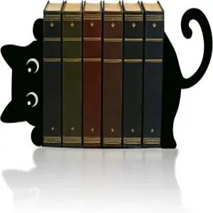 엿보는 고양이 금속 북엔드 선반 장식용 재미있는 홈 오피스 책상 귀여운 책 애호가를 위한 책장 장식 읽기