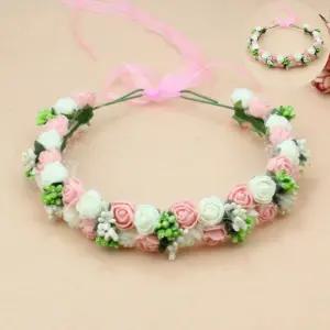 웨딩샵 36송이 꽃화관 플라워화관 인디핑크화이트믹스 셀프웨