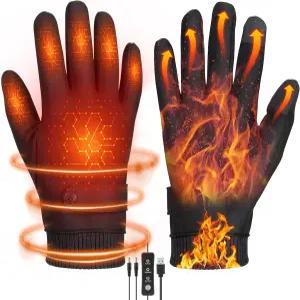 남성용 안프레스 USB 온열 장갑 여성용 풀 핑거 손 워머 전기 자전거 운전 스키용 방수 방풍 보온 겨울