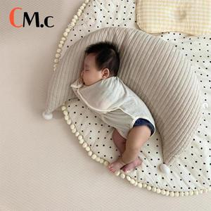 수유쿠션세탁 가능한 신생아 수유 베개, 면 부드러운 달 허리 쿠션, 방 장식