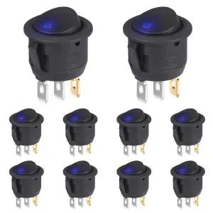 벡성가 조명 원형 로커 스위치 250V 3핀 6A 서클 LED 125V 토글 끄기 AC 라이트 블루 팩 10A KCD1 켜기