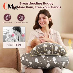 수유쿠션모유 수유용 베개, 더 넓은 엄마를 위한 지지력, 젖병 탈부착 가능한 면 커버