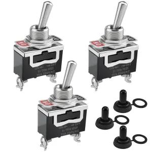ZDRU 3Pcs 로커 토글 스위치 250V 핀 캡이 보트 오프 위치합니다 10A 래칭 오토 트럭용 SPST 2 마린 있는
