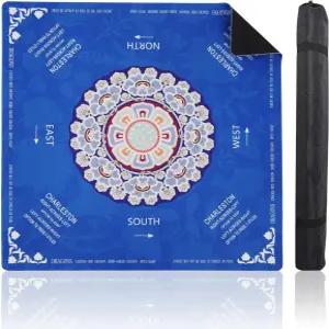 마작 매트33인치 33인치 검은색 휴대용 미끄럼 감소 및 매트 방지 소음 카드 가방 포함 게임 테이블용 타일