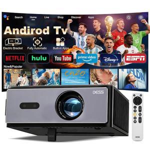 스마트 프로젝터 4k: [조정 가능한 전기 브래킷] Wi-Fi 및 블루투스가 장착된 프로젝터, 풀 HD 1080P 네이티브 휴대용 야외 오토 포커스 & 키스톤, 홈 시어터 무비