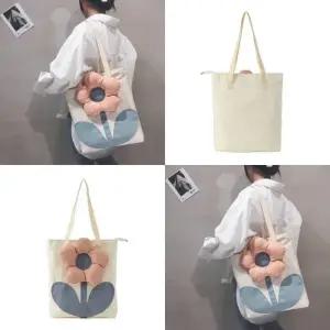 [라일리] Rly 플라워 캔버스백 아이보리 가벼운가방 숄더백가방