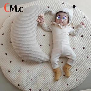 수유쿠션한국 인스타일 문 필로우 폼폼 수유 베개 탈부착 가능한 면 커버 아기 라운저 키즈 쿠션