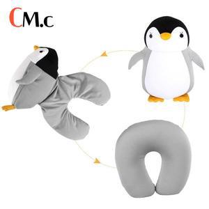 수유쿠션변형 가능한 U자형 여행 베개, 귀여운 펭귄 고양이 동물 모양, 아기 쿠션, 봉제 목 성인 및 어린이