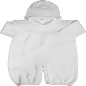 흰색 파란색 또는 금색 십자가와 모자가 있는 소년용 화이트 코튼 니트 세례 롱걸