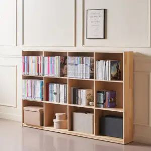 플로 원목 책장 3단 와이드 12칸 개방형 수납 책진열 다용도 악세사리진열대 (대한민국제조)