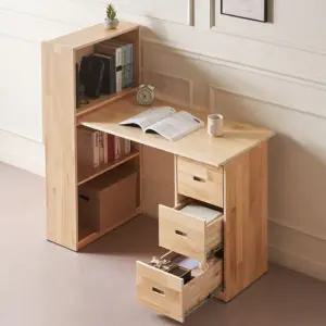 플로 원목 책상세트 3단책장+3단서랍장+책상상판 학생/성인 실속형 국내제조