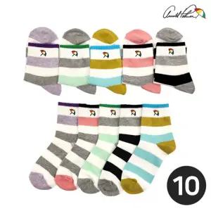 아놀드파마 여성양말 중목 패션 스트라이프 줄무늬 캐주얼 운동화 삭스 10켤레 세트