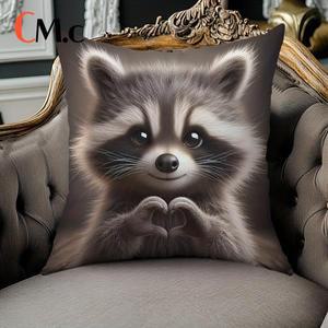 수유쿠션아늑한 가정 장식과 편안한 소파 쿠션을 위한 사랑스러운 너구리 하트 제스처 베개 커버, 완벽한
