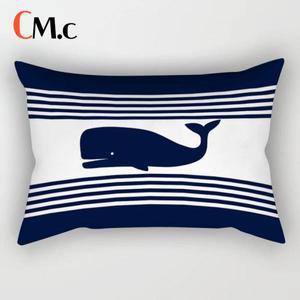 수유쿠션블루 해상 장식 등대 고래 허리 베개 커버, 홈 소파 쿠션 40*60 맞춤 가능,