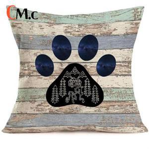 수유쿠션레트로 목재 홈 장식 베개 커버, 행복한 캠퍼 린넨 사각 쿠션